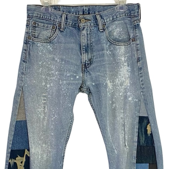 Levi’s Patchwork Jeans Waist 28 Womens Size 6 Small Flare Wide Leg Handmade Blue - Picture 15 of 15